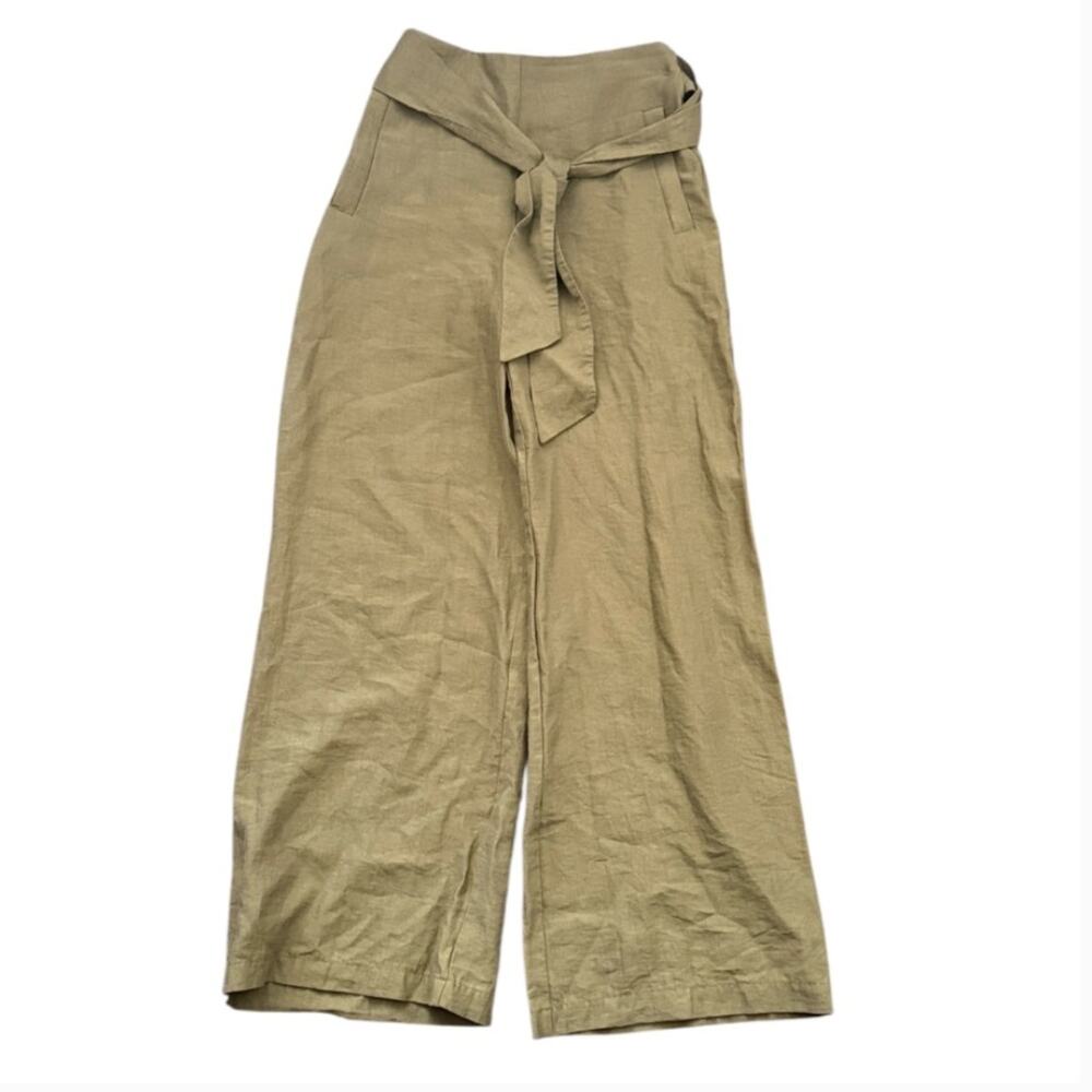 Zara Green Wide Leg Tie Pants Sz S